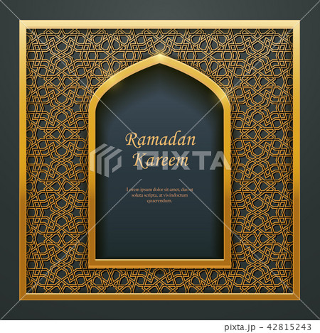 Ramadan Kareem Islamic golden door window tracery 42815243