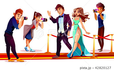 Vector celebrities with paparazzi on red carpet 42820127