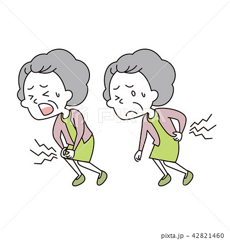 腰と膝を痛めた老いた女性のイラスト素材