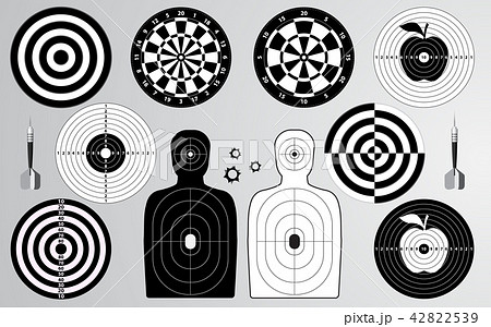 Set of shooting range target, dart board isolated Set of shooting range target, dart board isolated 42822539