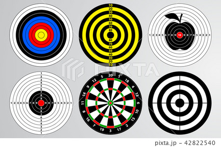 Set of shooting range target, dart board isolated Set of shooting range target, dart board isolated 42822540