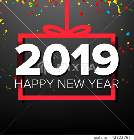 2019 Happy New Year Background Vector. Numbers 2019. Bow. Banner, Gift. Dark Illustration 42822762
