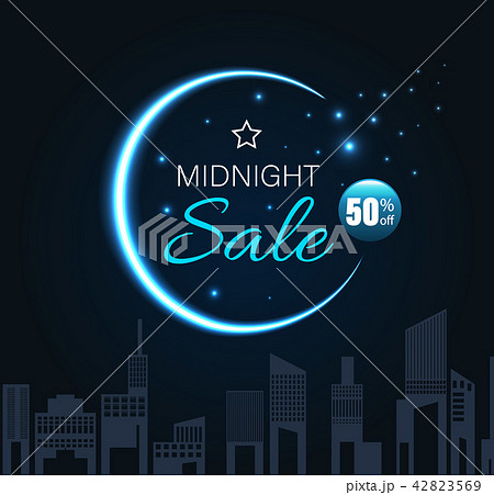 Midnight sale with crescent moon 42823569