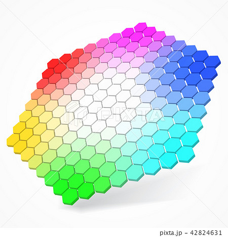 hexagonal color palette with small color hexagons. 3d style vector illustration. 42824631