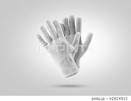 Blank knitted winter gloves mockup. Clear ski or snowboard mittens 42824915