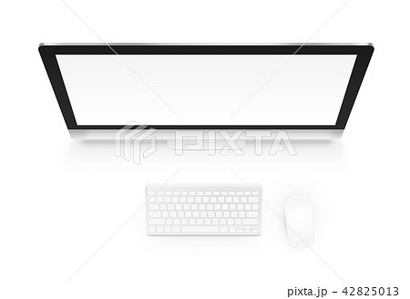 Computer mock up with keyboard and mouse from above isolated. Of 42825013