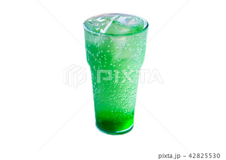 A glass of mojito with lemon and ice isolated A glass of mojito with lemon and ice isolated 42825530