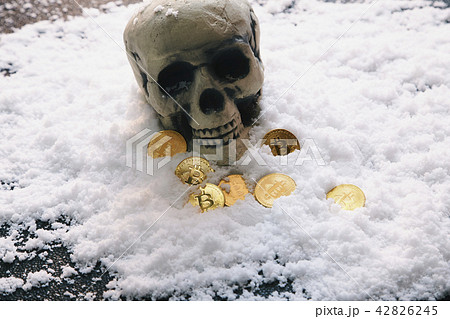 Bitcoin 金貨 仮想通貨 ゴールド 雪 42826245