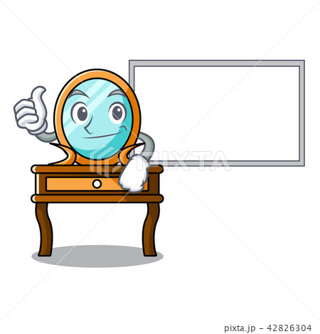 Thumbs up with board dressing table character cartoon Thumbs up with board dressing table character cartoon 42826304