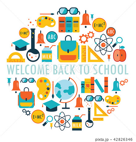 Welcome back to school background with study theme icons 42826346
