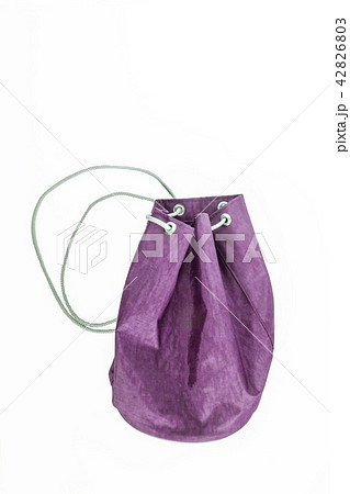 backpack pulling on rope isolated on white  42826803