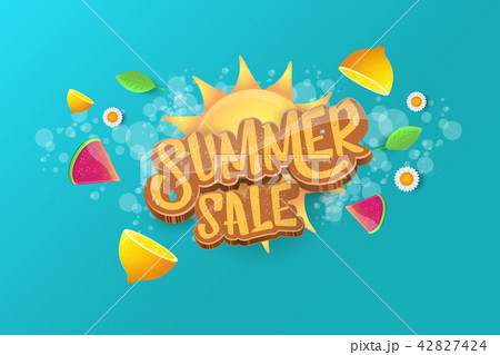 vector sammer sale horizontal banner with text, summer green grass, flying fresh lemons, flowers and vector sammer sale horizontal banner with text, summer green grass, flying fresh lemons, flowers and 42827424