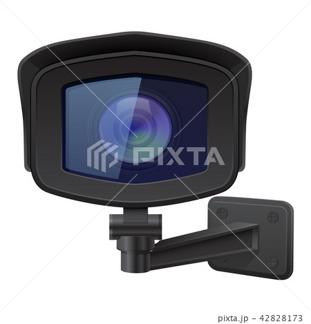 CCTV security camera. Front view. Black surveillance system CCTV security camera. Front view. Black surveillance system 42828173