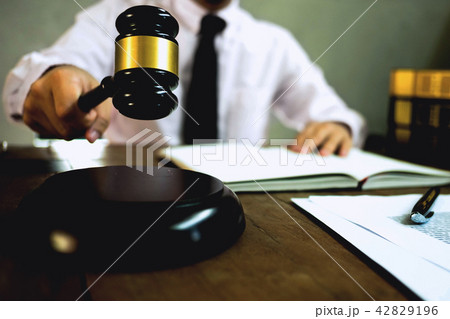 Judge with gavel on table. attorney, court judge. Judge with gavel on table. attorney, court judge. 42829196