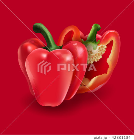 Red pepper on red background Red pepper on red background 42831184