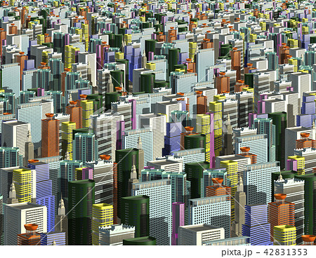 Multicolored skyscrapers and office buildings in the center of the metropolis 3d illustration 42831353