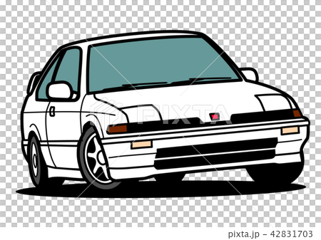 懐かしめ国産コンパクトクーペ　白色　自動車イラスト 42831703