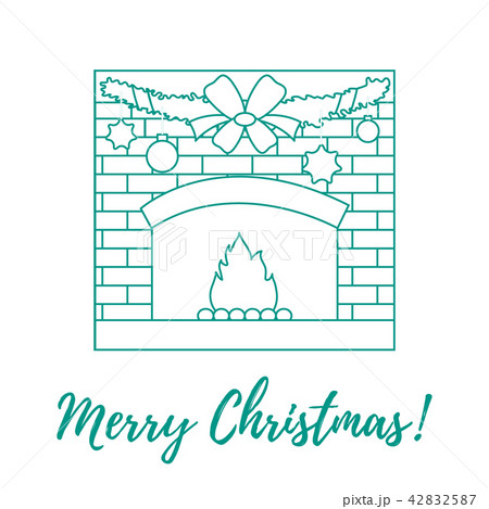kindled fireplace, garland, Christmas balls and kindled fireplace, garland, Christmas balls and 42832587