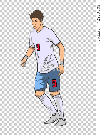 サッカー選手 白 ９番のイラスト素材