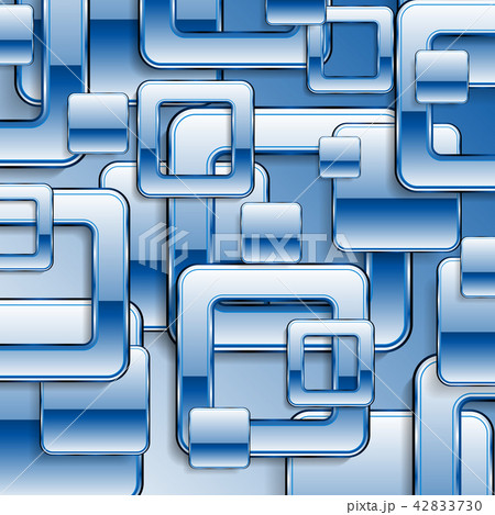 Blue tech glossy retro squares background 42833730