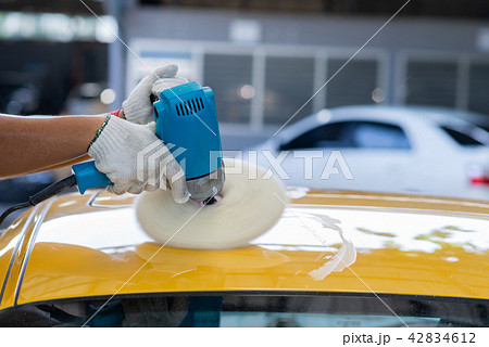 Car detailing series: Polishing yellow sports car Car detailing series: Polishing yellow sports car 42834612