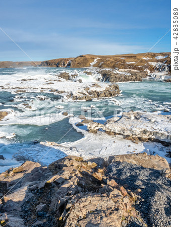 Urridafoss waterfall in winter season, Iceland Urridafoss waterfall in winter season, Iceland 42835089