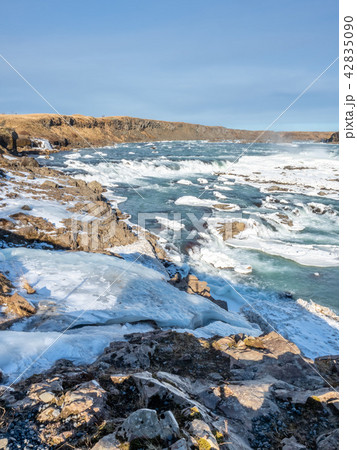 Urridafoss waterfall in winter season, Iceland Urridafoss waterfall in winter season, Iceland 42835090