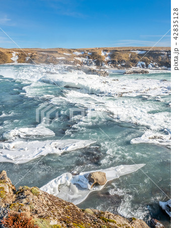 Urridafoss waterfall in winter season, Iceland Urridafoss waterfall in winter season, Iceland 42835128