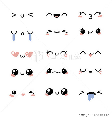 Set of cute lovely kawaii emoticon. 42836332