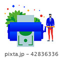 Money maker. Man prints money. 42836336