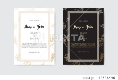 Vector invitation with gold floral elements. 42836496
