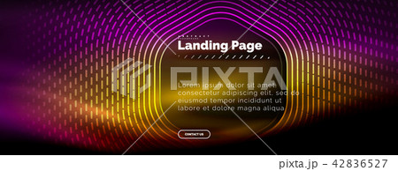Neon glowing techno hexagon shape lines, hi-tech futuristic abstract background, landing page 42836527
