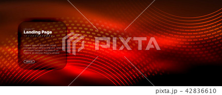 Neon glowing techno lines, hi-tech futuristic abstract background template with circles, landing 42836610