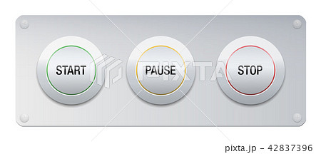 Start Pause Stop Buttons Metallic Panel 42837396