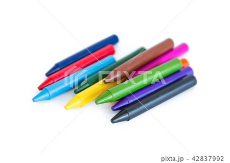 Colorful wax crayons isolated on white background 42837992