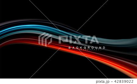 Fluid colors abstract background, twisted liquid design on black, colorful marble or plastic wave Fluid colors abstract background, twisted liquid design on black, colorful marble or plastic wave 42839022