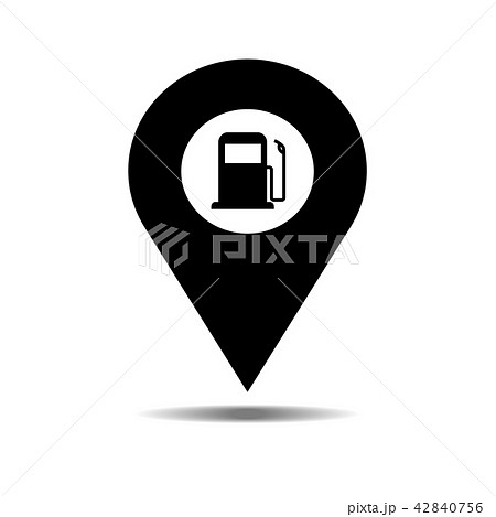Gas station black icon map pointer, check in  42840756