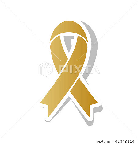 Black awareness ribbon sign. Vector. Golden gradient icon with w Black awareness ribbon sign. Vector. Golden gradient icon with w 42843114