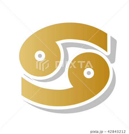 Cancer sign illustration. Vector. Golden gradient icon with whit 42843212