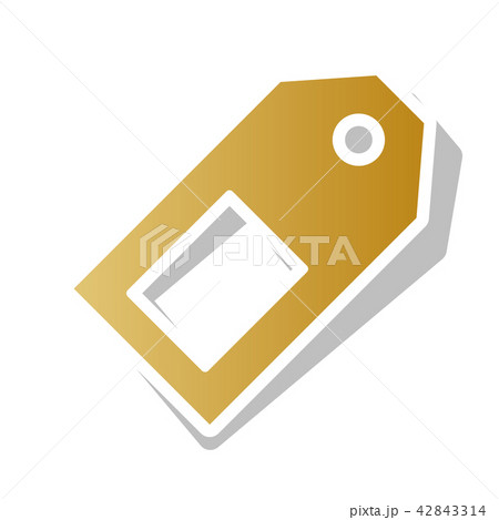 Price tag sign. Vector. Golden gradient icon with white contour Price tag sign. Vector. Golden gradient icon with white contour 42843314
