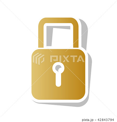 Lock sign illustration. Vector. Golden gradient icon with white  42843794