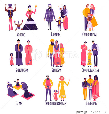 Different Religious Families Flat Set 42844025