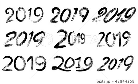 2019 Sign Set Vector. Grunge Calligraphy. Happy New Year. Vintage Brush Lettering. Flyer, Poster 2019 Sign Set Vector. Grunge Calligraphy. Happy New Year. Vintage Brush Lettering. Flyer, Poster 42844359