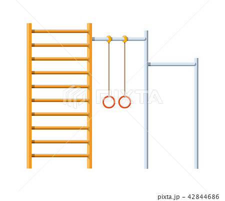 Horizontal bar with climbing rings and ladder 42844686