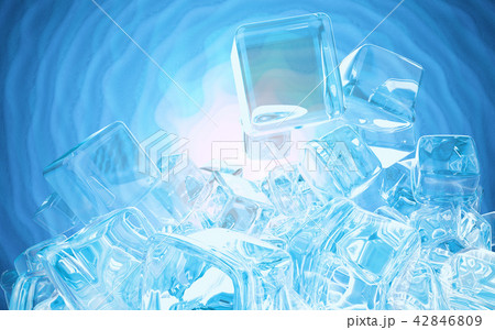 Ice cubes isolated on blue background 3d illustration Ice cubes isolated on blue background 3d illustration 42846809