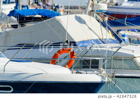 closeup on a yacht, yachts and motor boats closeup on a yacht, yachts and motor boats 42847328