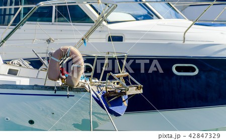 closeup on a yacht, yachts and motor boats 42847329