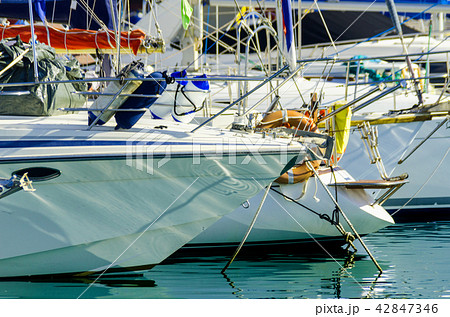 closeup on a yacht, yachts and motor boats 42847346