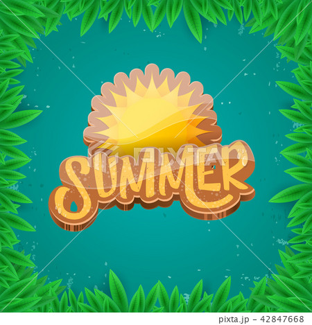 vector summer label paper art syle on green foliage background . Summer beach party poster, flyer or vector summer label paper art syle on green foliage background . Summer beach party poster, flyer or 42847668