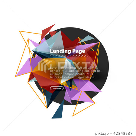 Triangular design abstract background, landing page. Low poly style colorful triangles on white 42848237